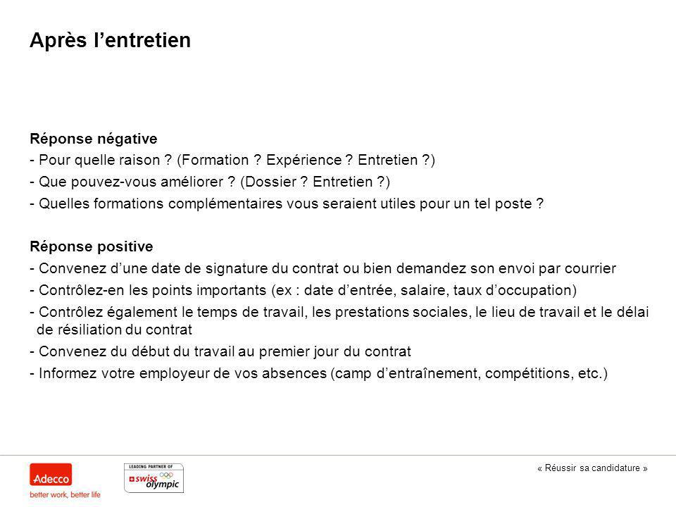 reponse positive a une candidature